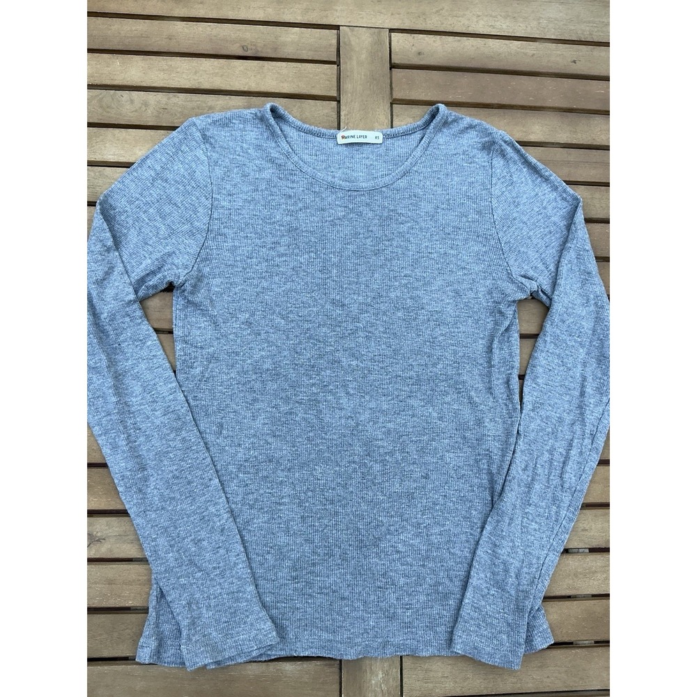 Marine Layer Tencel Women's‎ Long Sleeve Grey Top Shirt Size XS